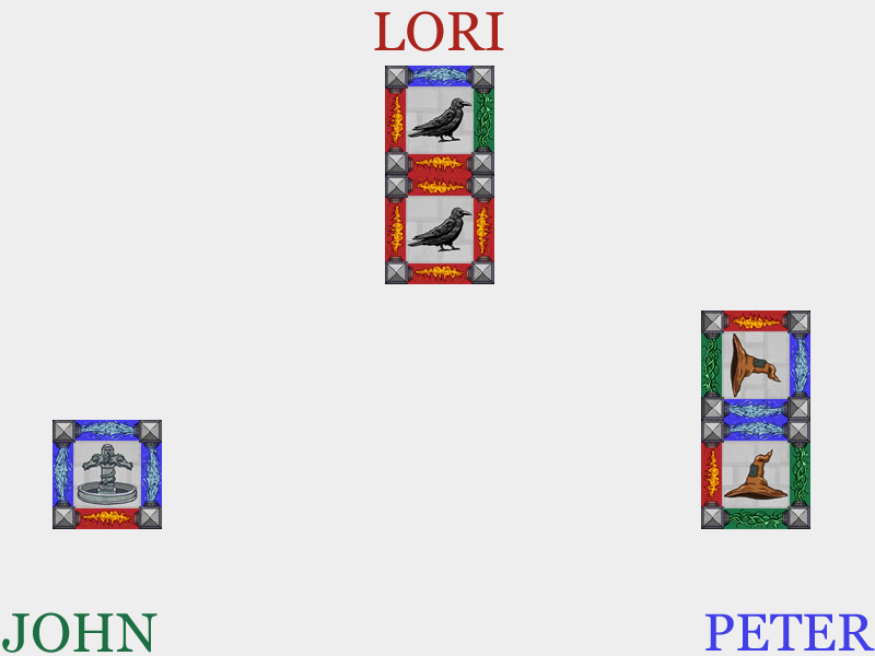 The state of the table after Lori and Peter have both played.